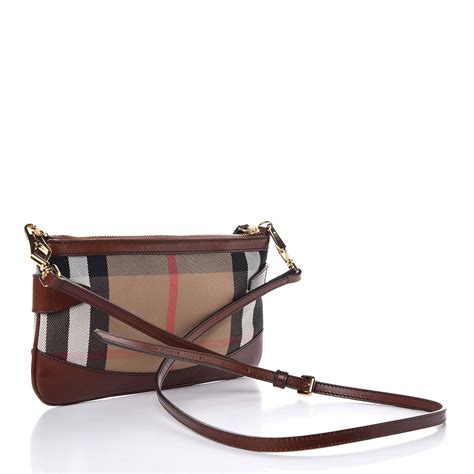 BURBERRY House Check Bridle Calfskin Peyton Crossbody